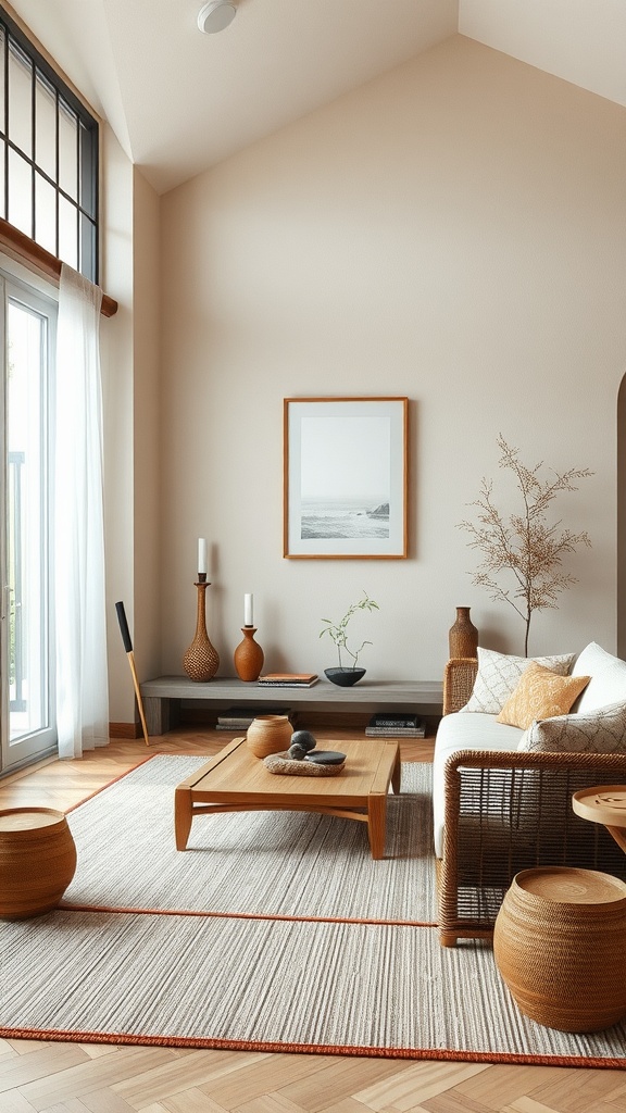 zen inspired space with natural elements