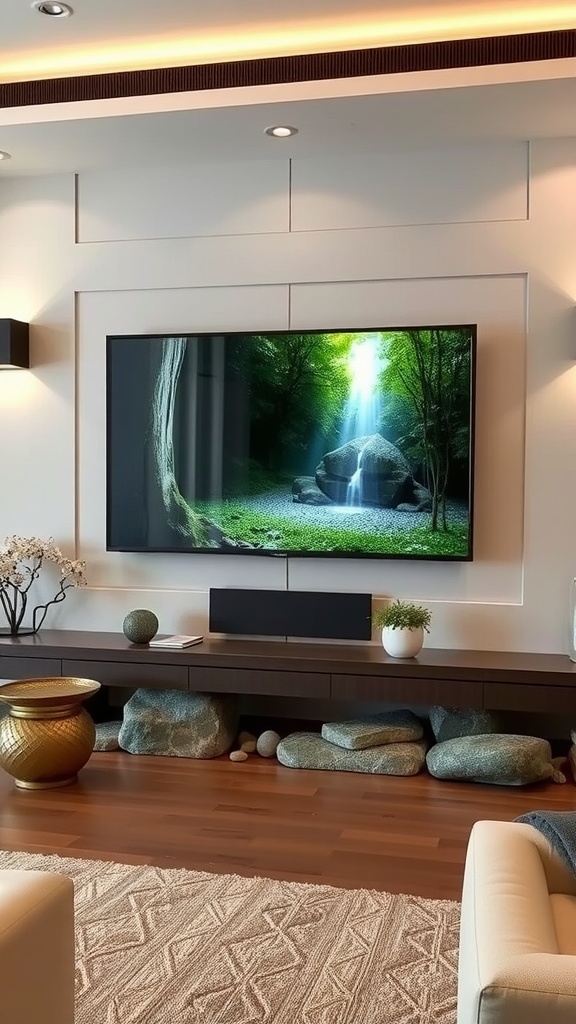 zen garden elements in tv wall design 1