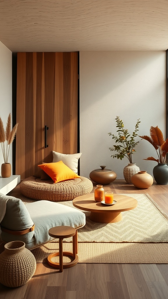 zen inspired space with natural materials 1
