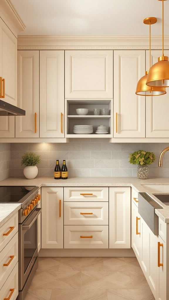 beige and gold accents