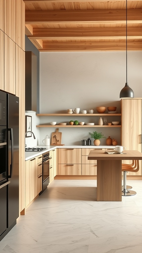 beige and wood combination