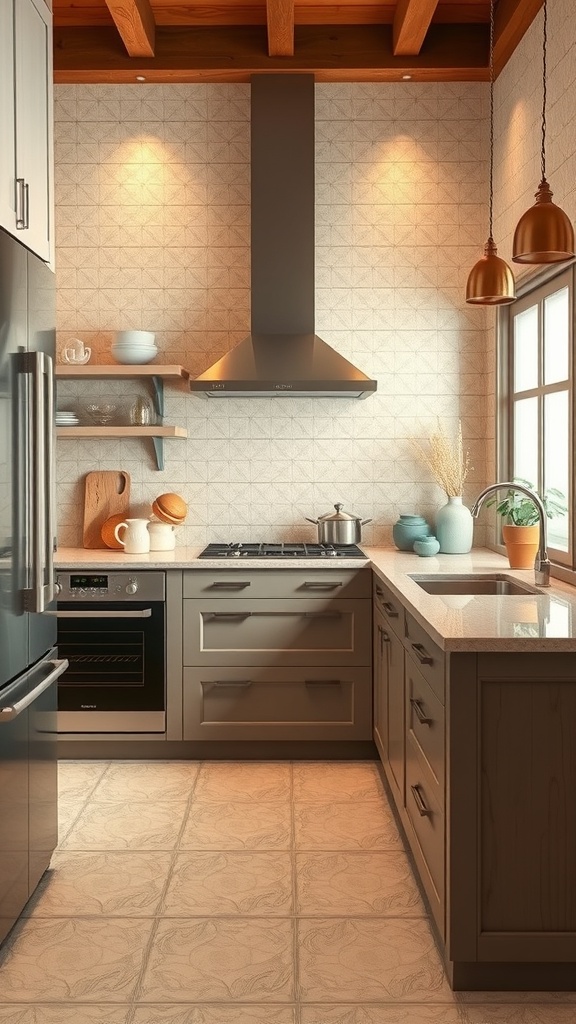 beige mosaic tile details