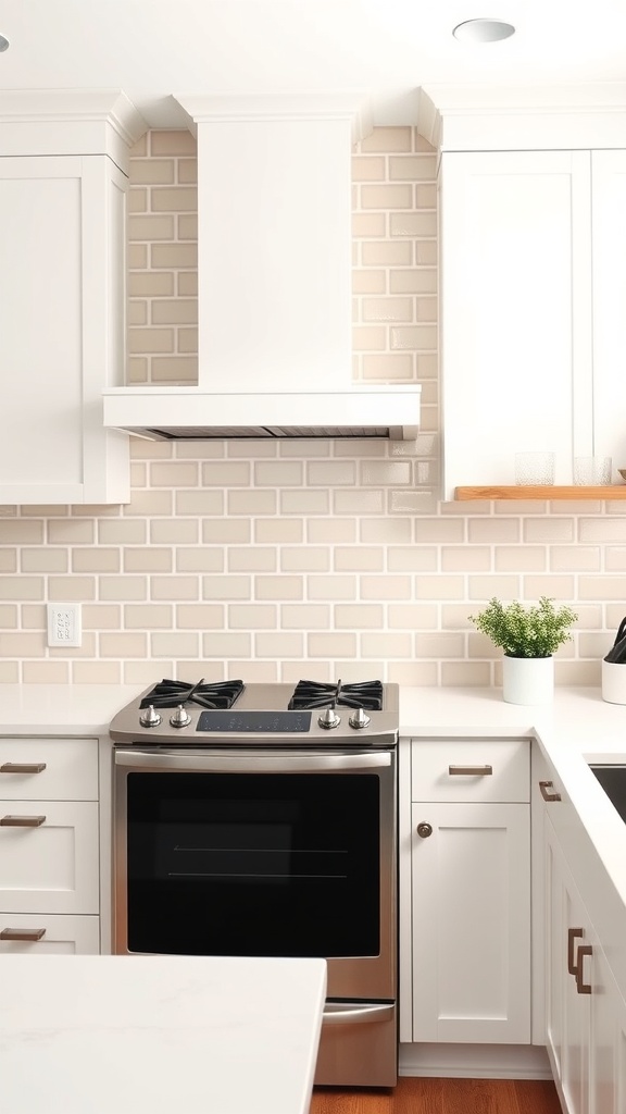 beige subway tile backsplash