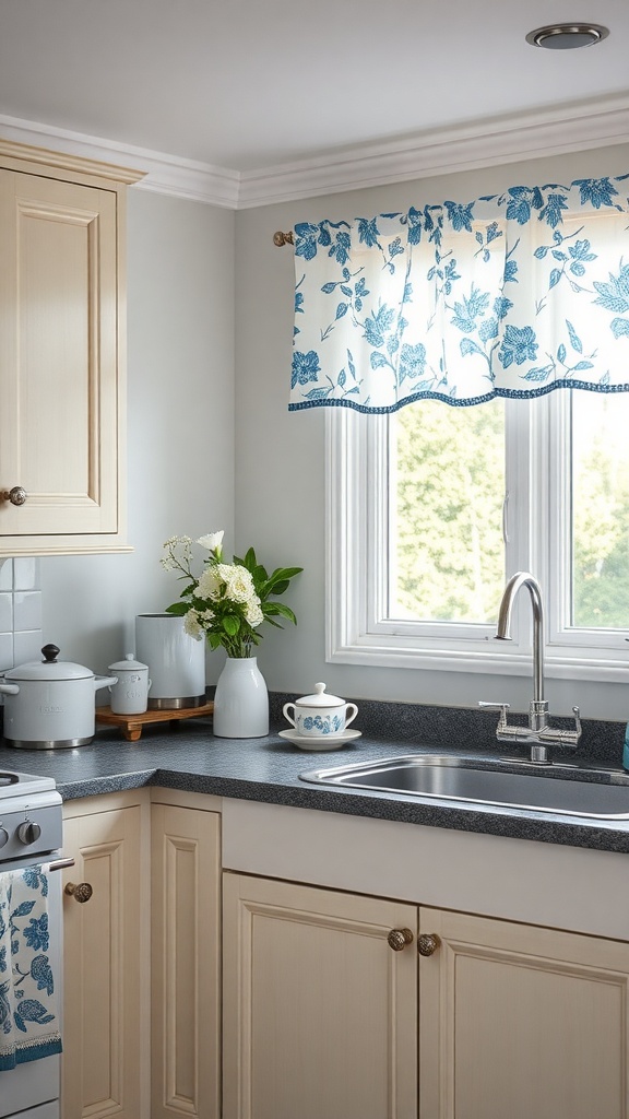 blue floral curtains