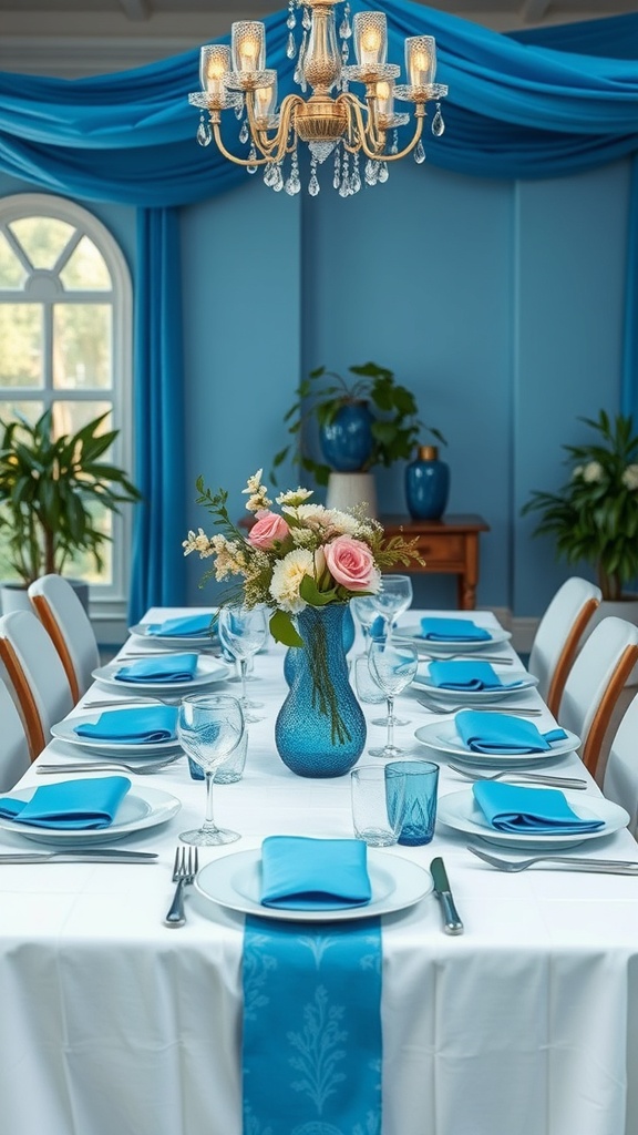 blue themed table settings