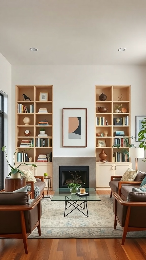 built in shelving units