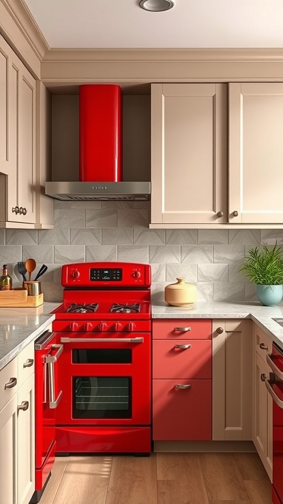 contrasting colors with red appliances 1