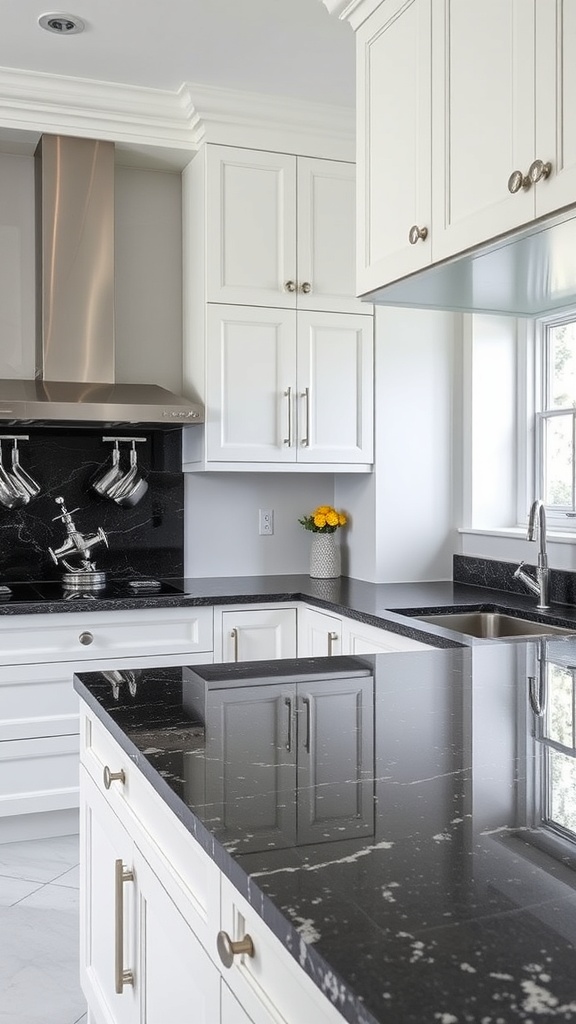 contrasting dark countertops