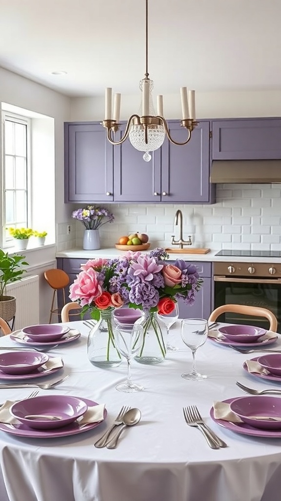 creating a purple themed dining area