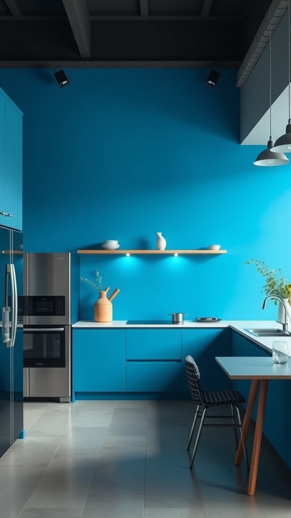 electric blue accent wall