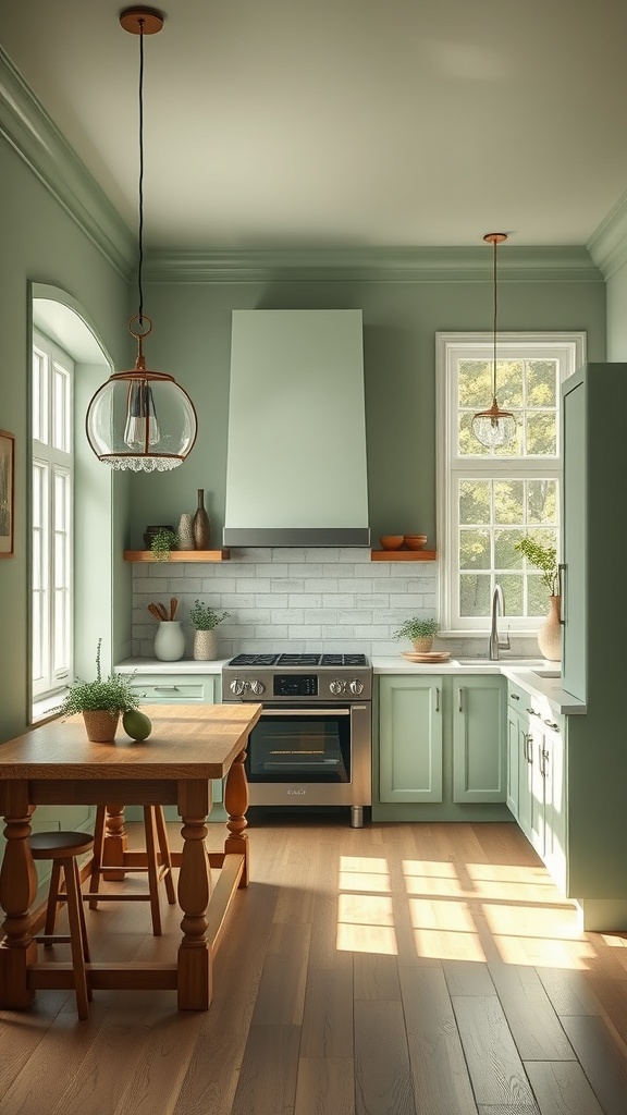lighting choices for sage green kitchens