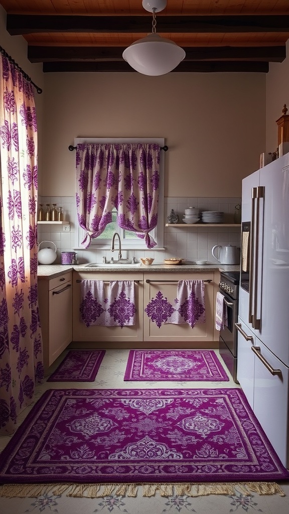mixing patterns with purple decor