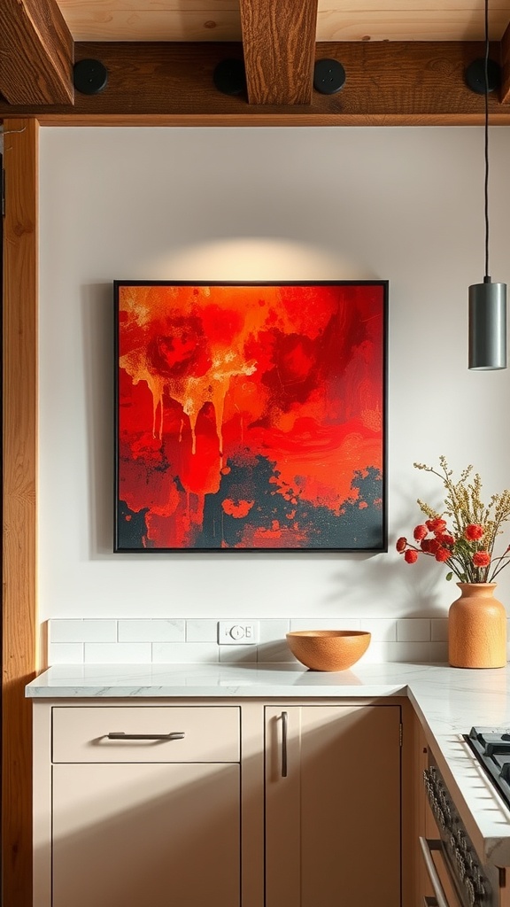 red artwork to enhance kitchen aesthetics 1