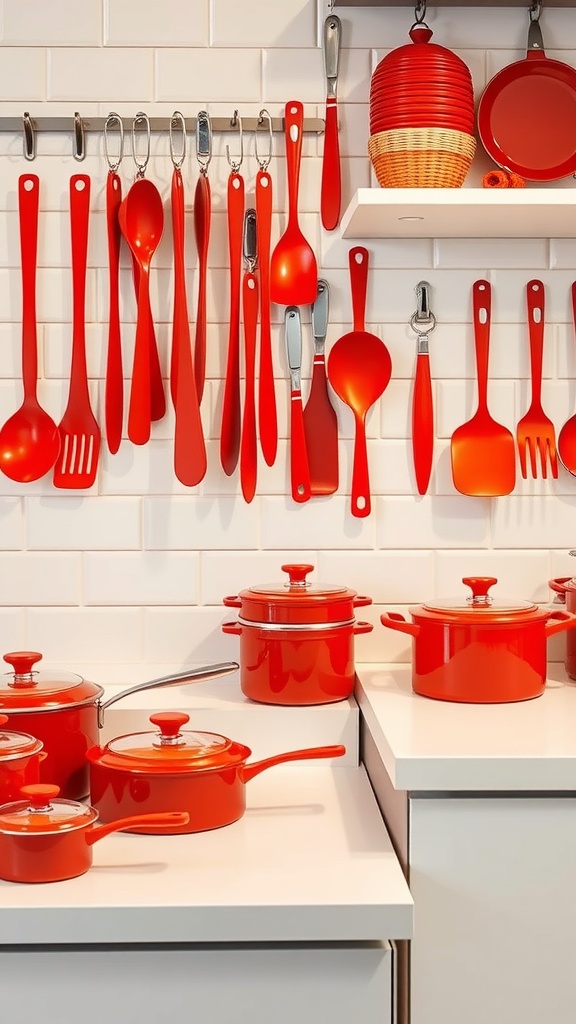 red utensils and cookware for functional style 1