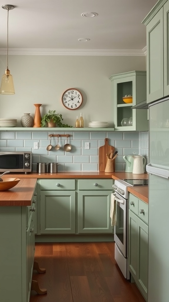 sage green in vintage kitchens