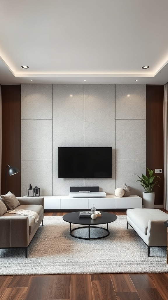 textured wall panels behind the tv