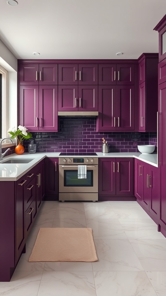 using purple in kitchen cabinets