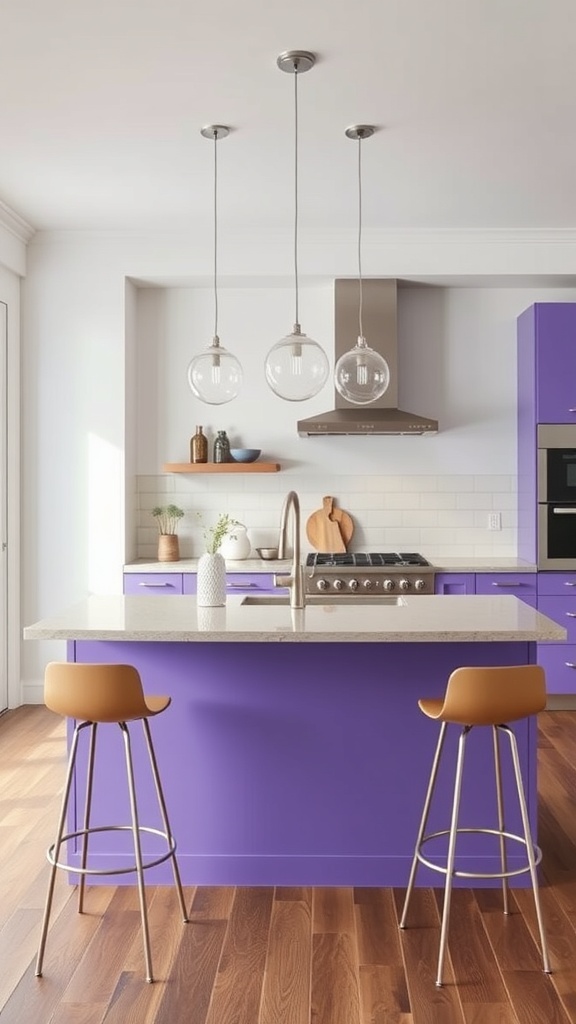 using purple in kitchen islands