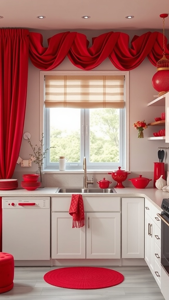 vibrant red accents in kitchen d%C3%A9cor